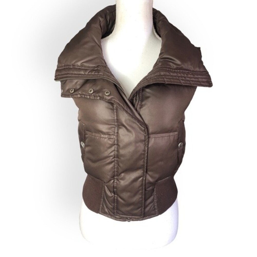 Express Chocolate Brown Sleeveless Puffer Feather Filled Jacket